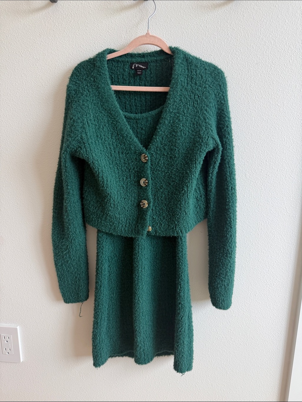 art class Emerald Green Button-Front Knit Cardigan